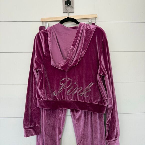 Victoria’s Secret Pink Women’s Large Velour Shine Tracksuit New Y2K style 2000s - Picture 4 of 10